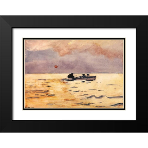 Rowing Home Black Modern Wood Framed Art Print with Double Matting by Homer, Winslow