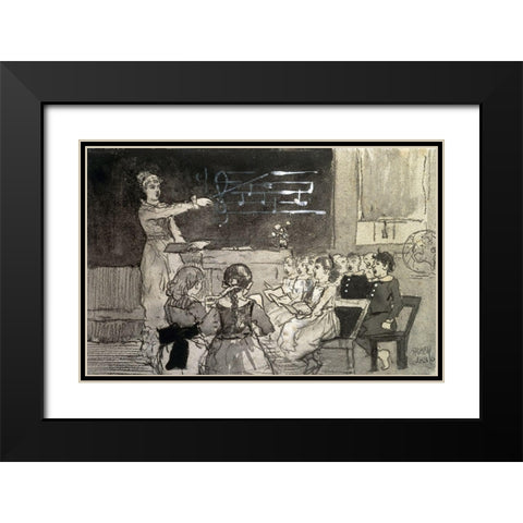 The Music Lesson Black Modern Wood Framed Art Print with Double Matting by Homer, Winslow