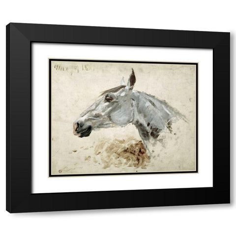 Testo Di Cavallo Black Modern Wood Framed Art Print with Double Matting by Toulouse-Lautrec, Henri
