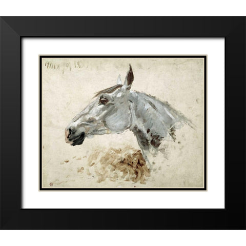Testo Di Cavallo Black Modern Wood Framed Art Print with Double Matting by Toulouse-Lautrec, Henri