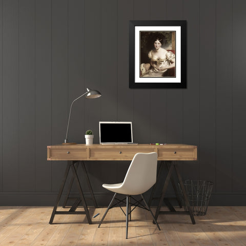 Margaret, Countess of Blessington Black Modern Wood Framed Art Print with Double Matting by Lawrence, Sir Thomas