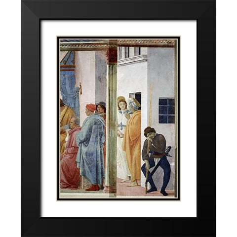 Angel Releases Saint Peter From Prison Black Modern Wood Framed Art Print with Double Matting by Lippi, Filippo