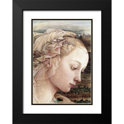 Madonna and Child - Detail - Madonna Black Modern Wood Framed Art Print with Double Matting by Lippi, Filippo