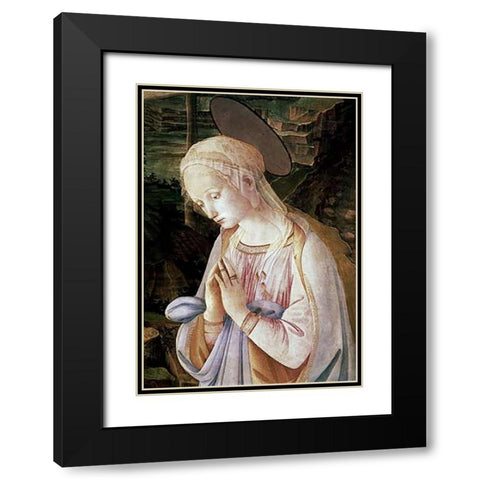 Madonna and Child With Angels - Detail Black Modern Wood Framed Art Print with Double Matting by Lippi, Filippo