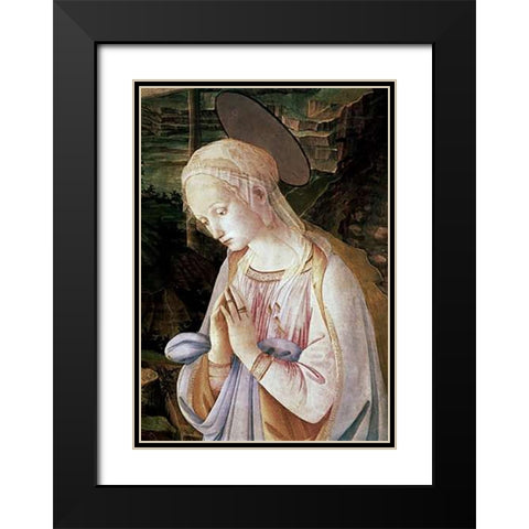 Madonna and Child With Angels - Detail Black Modern Wood Framed Art Print with Double Matting by Lippi, Filippo