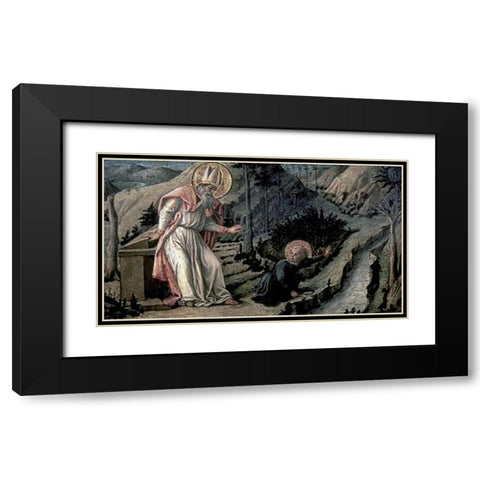 Vision of Saint Augustine Black Modern Wood Framed Art Print with Double Matting by Lippi, Filippo