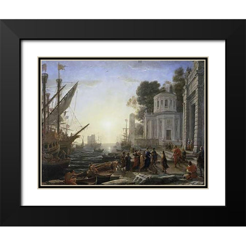 Arrival of Cleopatra Black Modern Wood Framed Art Print with Double Matting by Lorrain, Claude