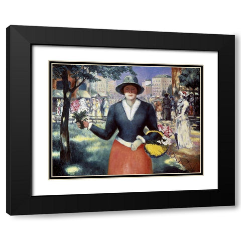 Flower Girl Black Modern Wood Framed Art Print with Double Matting by Malevich, Kazimir