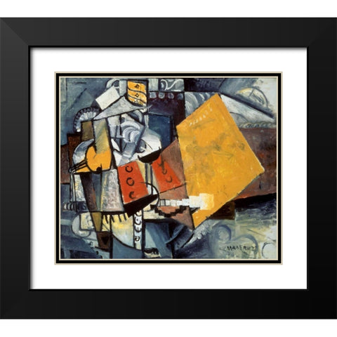 Guardsman Black Modern Wood Framed Art Print with Double Matting by Malevich, Kazimir