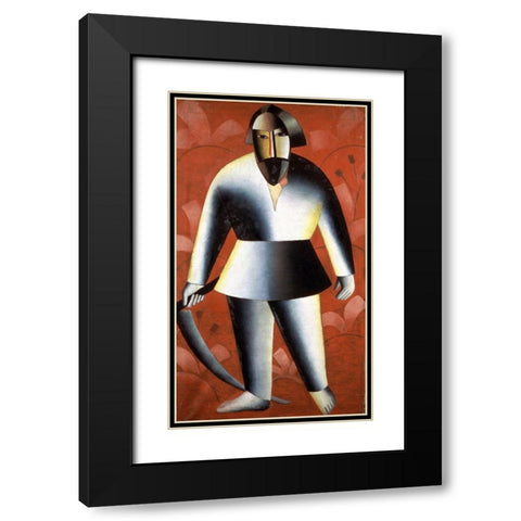 Mower Black Modern Wood Framed Art Print with Double Matting by Malevich, Kazimir
