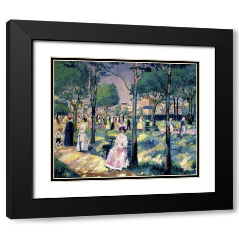 On The Boulevard Black Modern Wood Framed Art Print with Double Matting by Malevich, Kazimir