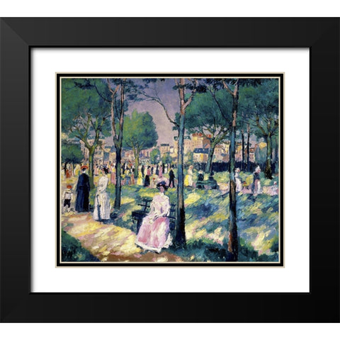 On The Boulevard Black Modern Wood Framed Art Print with Double Matting by Malevich, Kazimir