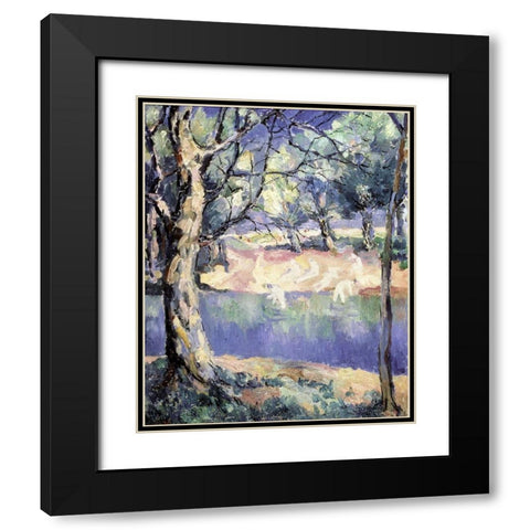 River In The Forest Black Modern Wood Framed Art Print with Double Matting by Malevich, Kazimir