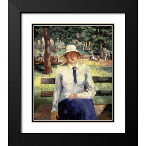Unemployed Girl Black Modern Wood Framed Art Print with Double Matting by Malevich, Kazimir