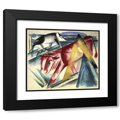 Animals Black Modern Wood Framed Art Print with Double Matting by Marc, Franz