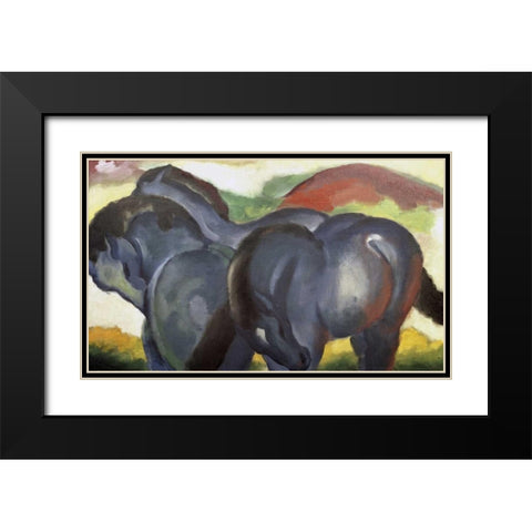 Little Blue Horses Black Modern Wood Framed Art Print with Double Matting by Marc, Franz