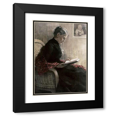 Portrait of Mother Black Modern Wood Framed Art Print with Double Matting by Marc, Franz