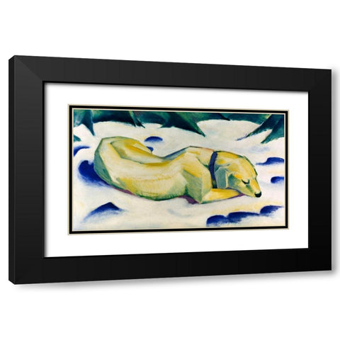 The Hound - Weiber Hund Black Modern Wood Framed Art Print with Double Matting by Marc, Franz