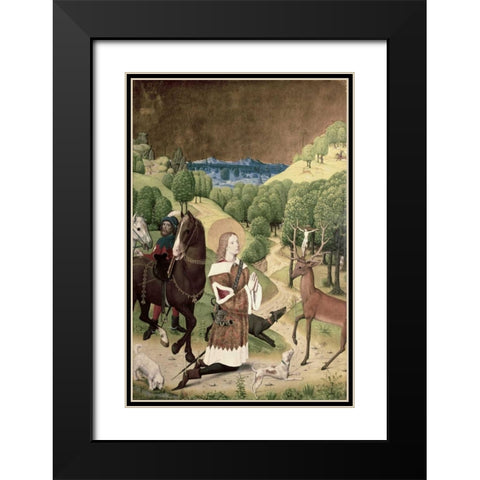 Conversion of St. Hubert Black Modern Wood Framed Art Print with Double Matting by Master of Werden