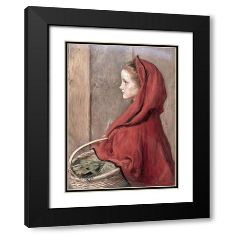 Red Riding Hood (The Artists Daughter Effie) Black Modern Wood Framed Art Print with Double Matting by Millais, John Everett