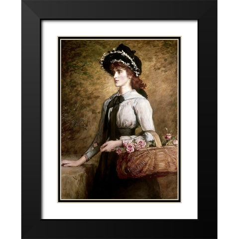Sweet Emma Moreland Black Modern Wood Framed Art Print with Double Matting by Millais, John Everett