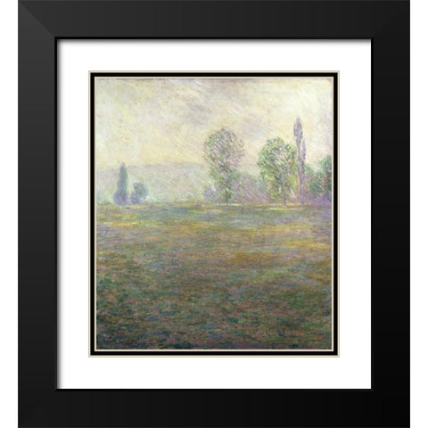 A Meadow in Giverny Black Modern Wood Framed Art Print with Double Matting by Monet, Claude