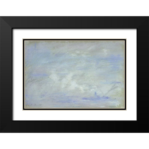 Boat on the Thames, Impression of Mist Black Modern Wood Framed Art Print with Double Matting by Monet, Claude
