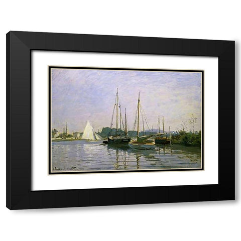 Boats: Regatta at Argenteuil c. 1872-73 Black Modern Wood Framed Art Print with Double Matting by Monet, Claude