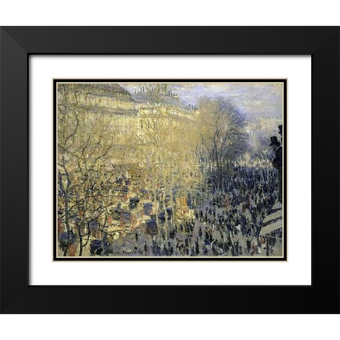 Boulevard des Capucines Black Modern Wood Framed Art Print with Double Matting by Monet, Claude