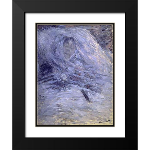 Camille Monet on her Deathbed Black Modern Wood Framed Art Print with Double Matting by Monet, Claude
