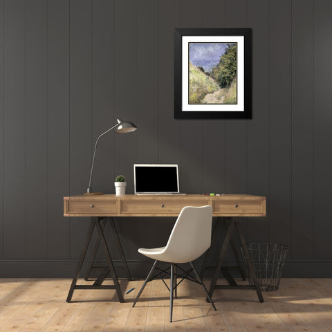 Chemin de la Cavee, Pourville Black Modern Wood Framed Art Print with Double Matting by Monet, Claude