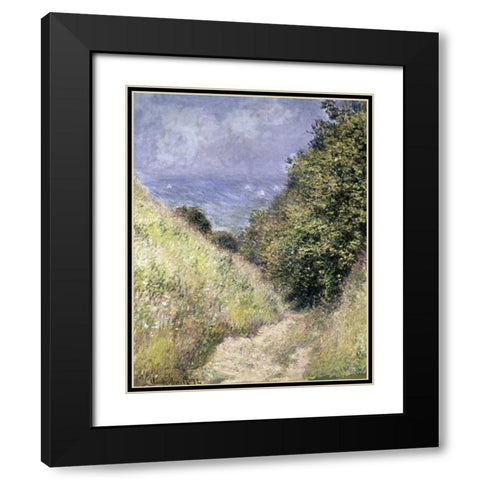 Chemin de la Cavee, Pourville Black Modern Wood Framed Art Print with Double Matting by Monet, Claude