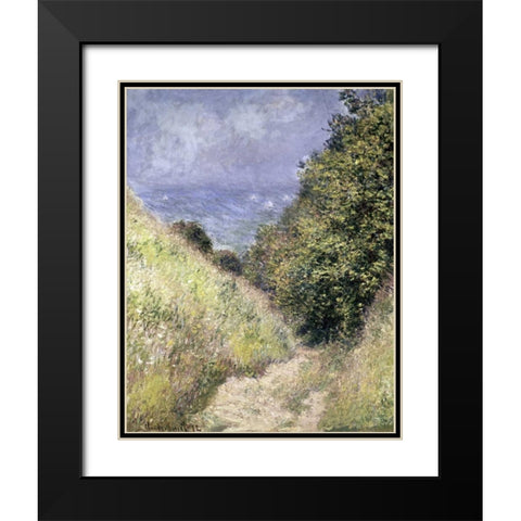 Chemin de la Cavee, Pourville Black Modern Wood Framed Art Print with Double Matting by Monet, Claude