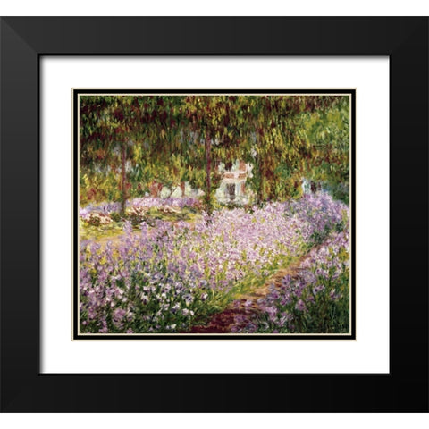 Garden at Giverny Black Modern Wood Framed Art Print with Double Matting by Monet, Claude