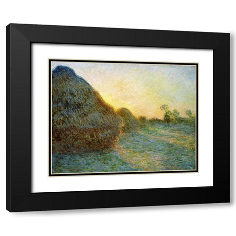 Haystacks, 1891 Black Modern Wood Framed Art Print with Double Matting by Monet, Claude