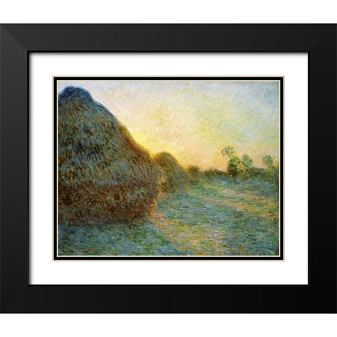 Haystacks, 1891 Black Modern Wood Framed Art Print with Double Matting by Monet, Claude