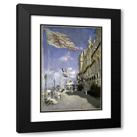 Hotel des roches noires, Trouville, 1870 Black Modern Wood Framed Art Print with Double Matting by Monet, Claude