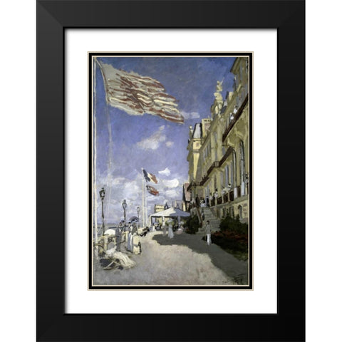 Hotel des roches noires, Trouville, 1870 Black Modern Wood Framed Art Print with Double Matting by Monet, Claude