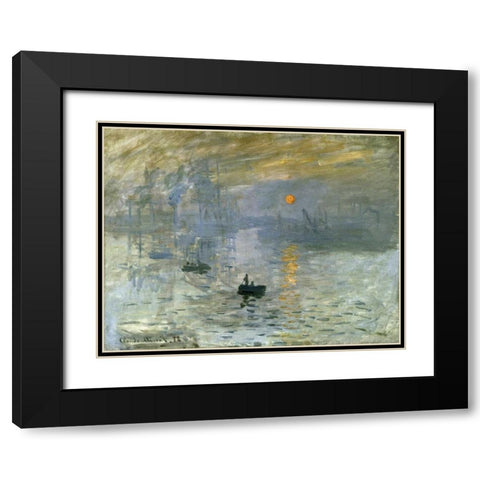 Impression: Sunrise Black Modern Wood Framed Art Print with Double Matting by Monet, Claude