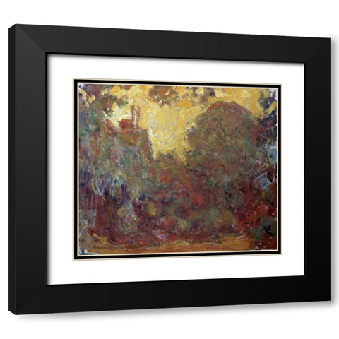 La maison de Giverny Black Modern Wood Framed Art Print with Double Matting by Monet, Claude