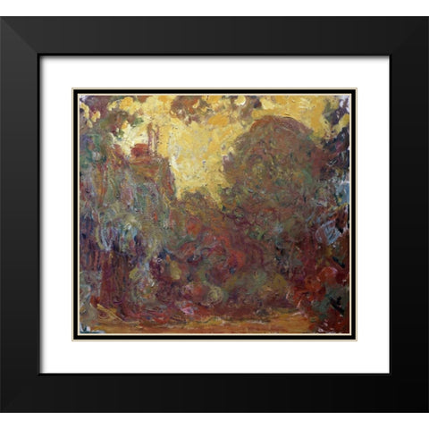 La maison de Giverny Black Modern Wood Framed Art Print with Double Matting by Monet, Claude