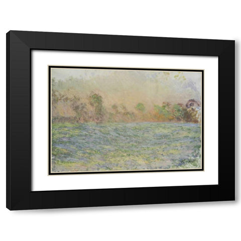 La prairie de Limetz, pres de Giverny Black Modern Wood Framed Art Print with Double Matting by Monet, Claude