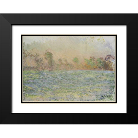 La prairie de Limetz, pres de Giverny Black Modern Wood Framed Art Print with Double Matting by Monet, Claude