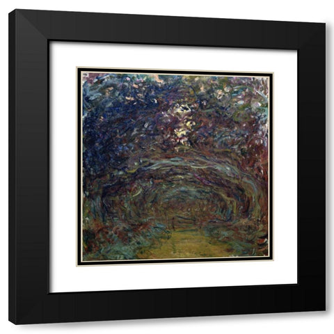 LAllee des rosiers a Giverny Black Modern Wood Framed Art Print with Double Matting by Monet, Claude