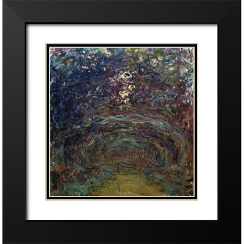 LAllee des rosiers a Giverny Black Modern Wood Framed Art Print with Double Matting by Monet, Claude