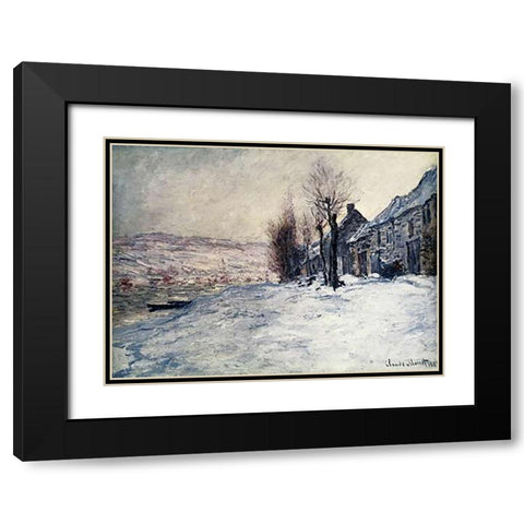 Lavacourt Under Snow Black Modern Wood Framed Art Print with Double Matting by Monet, Claude
