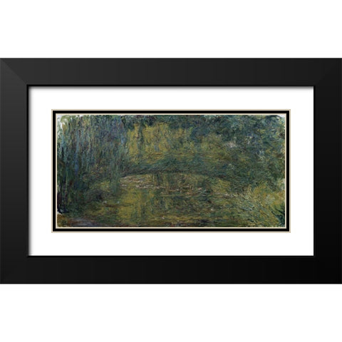 Le Pont japonais II Black Modern Wood Framed Art Print with Double Matting by Monet, Claude