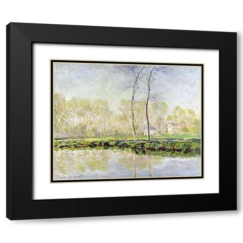 Banks of the River Epte at Giverny Black Modern Wood Framed Art Print with Double Matting by Monet, Claude