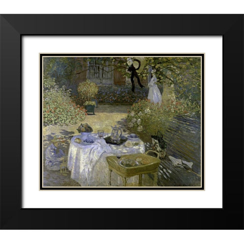 Lunch Black Modern Wood Framed Art Print with Double Matting by Monet, Claude