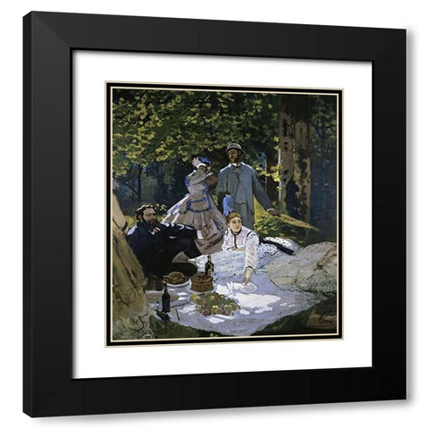 Luncheon on the Grass Black Modern Wood Framed Art Print with Double Matting by Monet, Claude